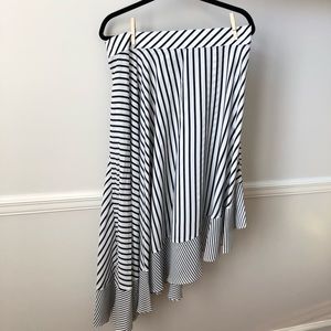 Lane Bryant Asymmetrical Ruffle Hem Skirt black and White Stripe Size 14/16 NWT